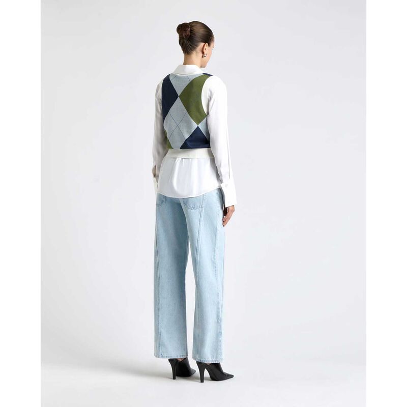 Cue Argyle V-Neck Vest image number 1